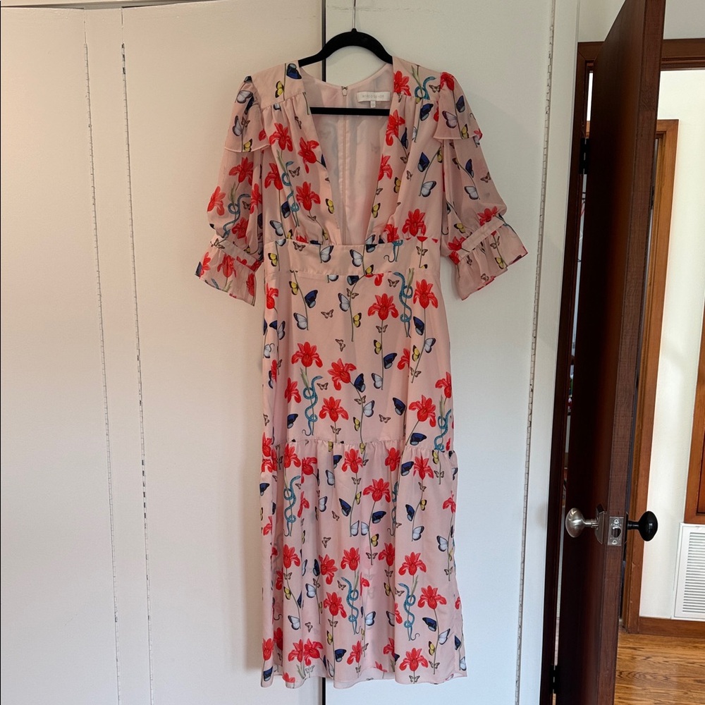 Borgo De Nor Pink Floral Midi Dress